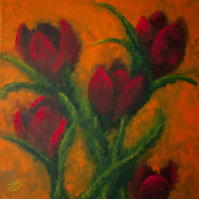 Red Tulips Oil on Canvass