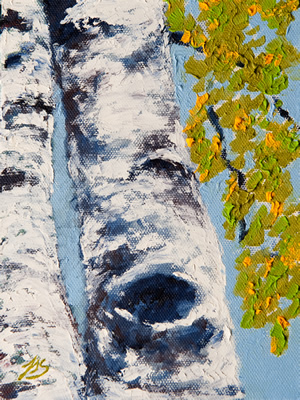 Two Birches Oil on Canvas