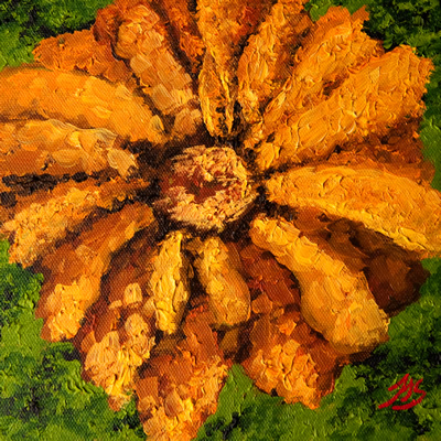 Yellow Flower Oil on Canvass